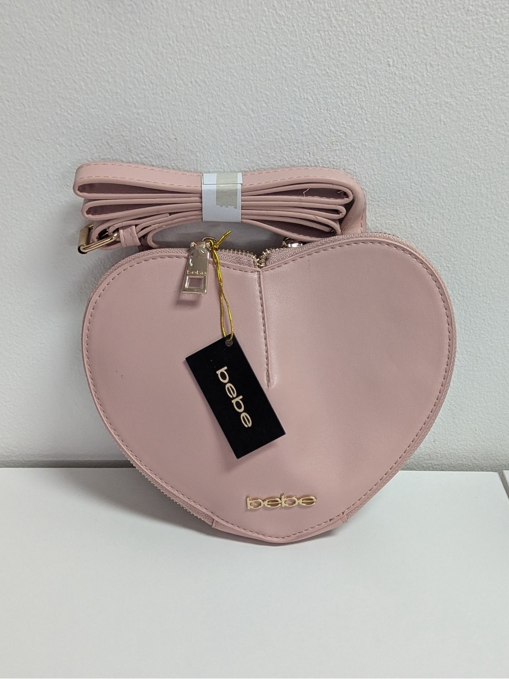bebe Light Pink Heart-Shaped Crossbody Bag